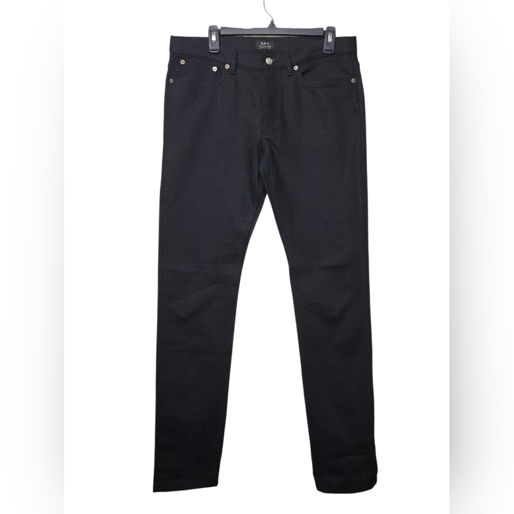 A.P.C. Petit Standard Black Jeans Size 33 Stretch Denim Slim Straight - Picture 2 of 8